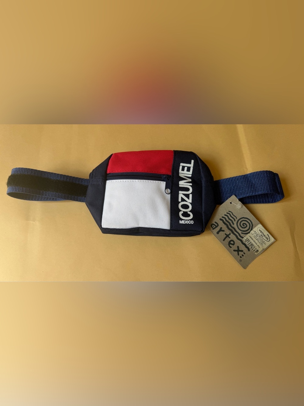 Cozumel Mexico Artex Belt Bag Navy Red White Colorblock Fanny Pack NWT